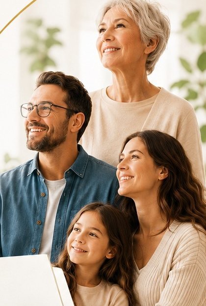 Família reunida, três gerações juntas